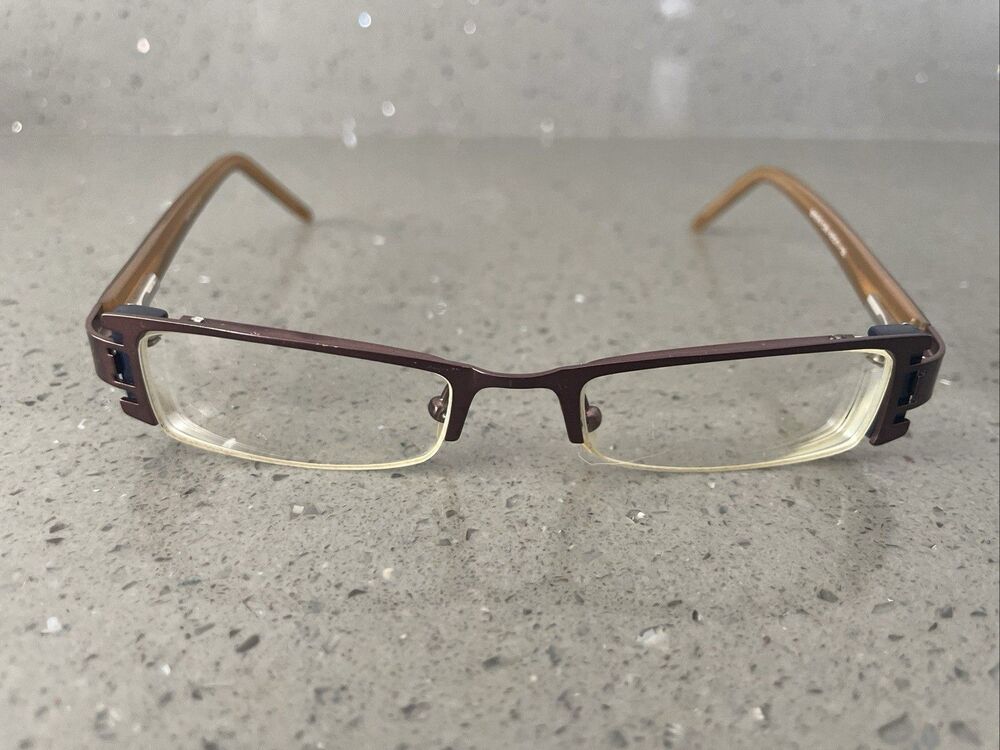 Menizzi Eyeglasses Frames ONLY M1019 C0 43-17-130 Brown Bronze half rim rectangl